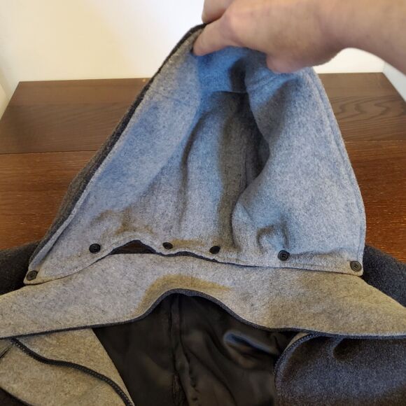 London Fog Women's‎ 100% Wool Grey Coat Hood Sz XL Square Pockets Lined Full Zip - Picture 14 of 16